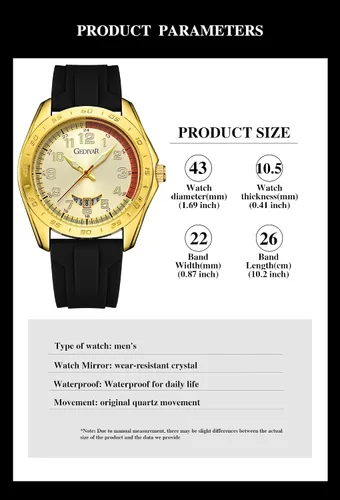 Vista 5 de Stylish Wrist Watches for Mens,Arabic Numbers Casual Business Sport Military Waterproof Rubber Silicone Band Calendar Analog Watch for Men