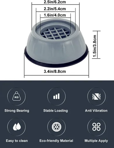 Vista 2 de SUJAYU Almohadillas antivibración, 4 almohadillas antivibración para lavadora, almohadillas antivibración para lavadora, almohadillas antivibración