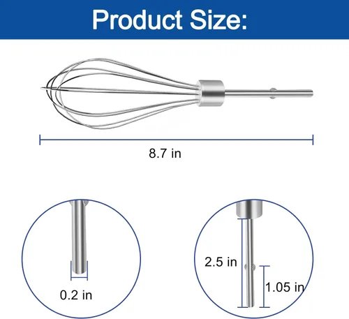 Vista 3 de Paquete de 2 accesorios para batidora de mano para batidor de mano Kitchenaid W10720799 Batidores de huevo para mezclador Kitchenaid Batidor