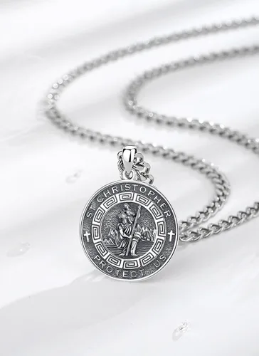 Vista 3 de CELESTIA Medallas de plata de ley 925 San MiguelSan CristóbalSan BenitoSan GabrielVirgen MaríaJesúsCaravacaMetatrónSello de los Siete Arcángeles