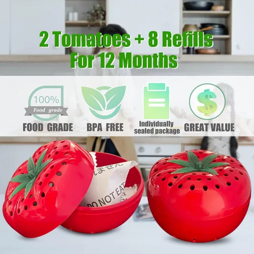 Vista 2 de Kit de conservador de frescura: mantiene las frutas y verduras frescas durante más tiempo, absorbe gas etileno y olores en el refrigerador