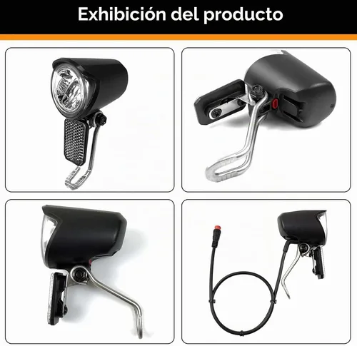 Vista 7 de Faro eléctrico para bicicleta, compatible con 12 V-60 V, conector impermeable de 2 pines, luz delantera de bicicleta eléctrica, luz frontal LED