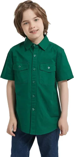 Vista 2 de Tronjori Camisa de manga corta con botones y dos bolsillos para niños