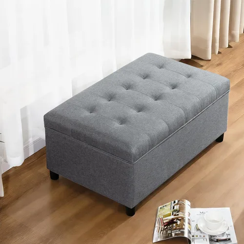Vista 17 de Joveco Banco Otomán de Almacenamiento, 33 Pulgadas de Cuero Sintético Rectangular con Capitoné, Taburete para los Pies al Pie de la Cama
