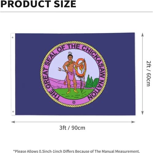 Vista 3 de Bandera de la nación Chickasaw de 2 x 3 pies, poliéster duradero de doble cara, divertida pancarta decorativa para exteriores, bandera de bienvenida