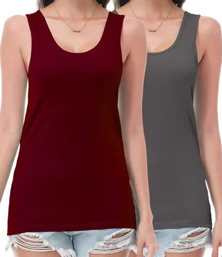 Vista 11 de wirarpa Camisetas sin mangas de algodón para mujer, cómodas, capa base, paquete de 2