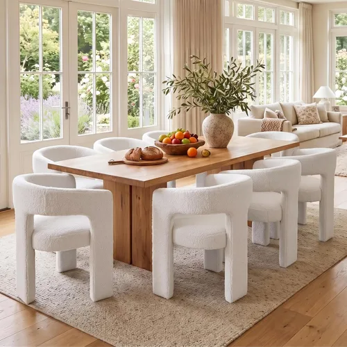 Vista 33 de Silla de Comedor Moderna de Chenille Tipo Barril Tapizada en Tela para Comedor con Brazo, Cómoda Silla Auxiliar de Acento para Cocina/Sala de Beige