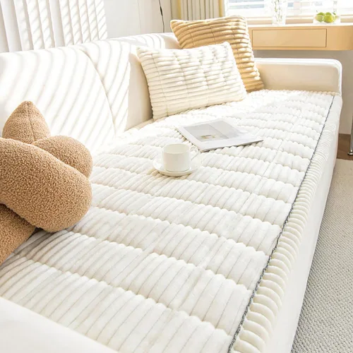 Vista 27 de vctops - Funda de sofá a rayas súper suave de corduroy, funda seccional para sofá, funda lavable antideslizante para sofá, protector de muebles
