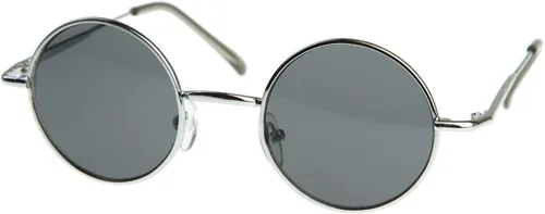 Vista 2 de Gafas de sol redondas redondas inspiradas en Lennon estilo retro vintage (plata), plateado