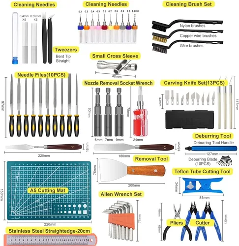Vista 8 de Kit de herramientas de impresora 3D de 82 piezas con estuche, herramientas de impresión 3D con accesorios de herramienta de desbarbado, kit