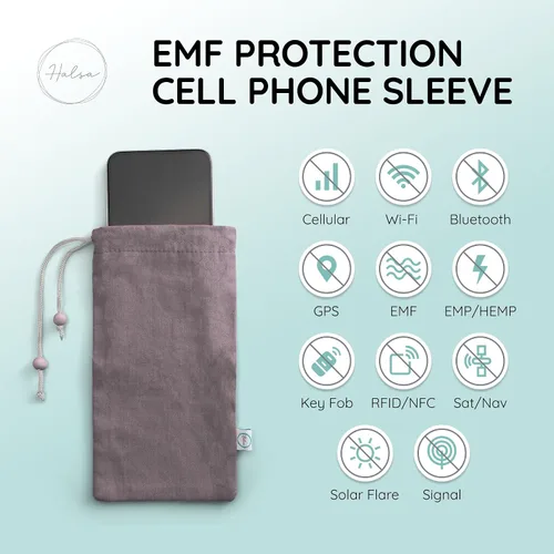 Vista 3 de Halsa Funda protectora EMF Shield para teléfono celular - Funda anti-EMP con bloqueo de señal - Estuche de protección para smartphone contra Gris