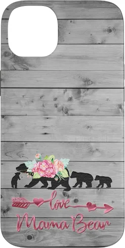Vista 15 de Pink Floral Black Mama Bear three cubs Vintage Gray Rustic Case for iPhone 16