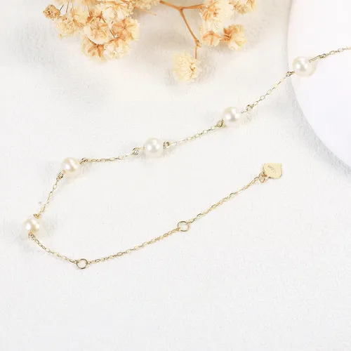 Vista 5 de Pulsera de oro de 14 quilates, abalorios de perlas, regalos de joyería para mujeres y niñas