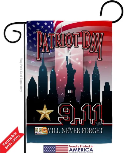 Vista 2 de Breeze Decor Paquete de bandera de jardín con texto en inglés "We Will Never Forget Garden Flag Pack Armed Forces Service All Branches Support Honor