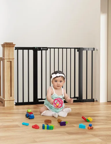 Vista 15 de COMOMY - Puerta de bebé de 76 cm de alto para escaleras y umbrales, se ajusta a aberturas de 75 cm a 103 cm de ancho, puerta para perros de cierre