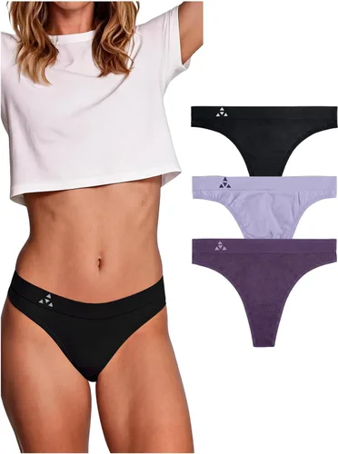 Vista 25 de Balanced Tech Ropa interior que absorbe la humedad para mujer, tangas de entrenamiento sin costuras, de secado rápido, tangas de viaje Paquete de 6
