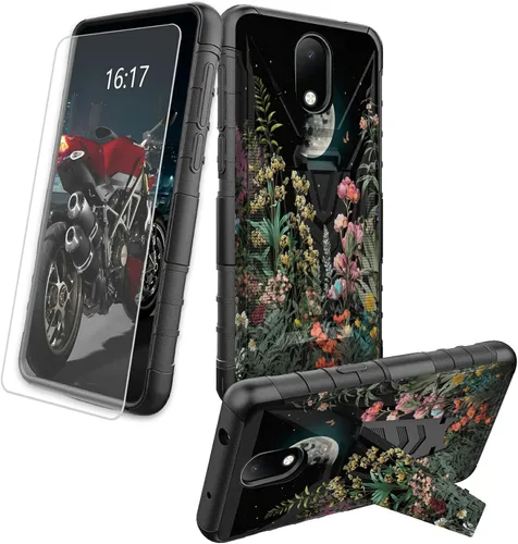 Vista 87 de Funda para AT&T Maestro Max 2021/Cricket Ovation 2 con protector de pantalla de vidrio templado, funda resistente con función atril integrada