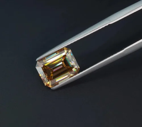 Vista 6 de Mois - Moissanita suelta de 1 quilate, diamante de color champán, claridad VVS1, piedra preciosa brillante de corte esmeralda para hacer