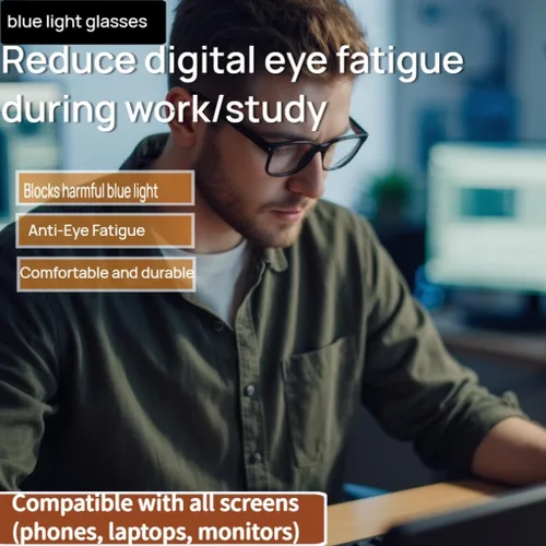 Vista 2 de Lentes de bloqueo de luz azul cuadrados para computadora/juegos/TV/teléfono-99% filtrado de luz azul para hombres y mujeres