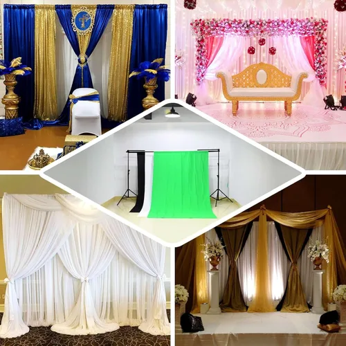 Vista 5 de Efavormart - Kit de soporte de fondo de barra transversal triple de 8 x 10 pies, soporte de fondo metálico ajustable 3 en 1, sistema de fotografía