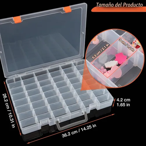 Vista 5 de Caja organizadora grande de plástico transparente de 48 rejillas con Transparente: 1 unidad