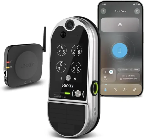 Vista 10 de Lockly Vision Elite - Cerradura inteligente de video con cámara, cerrojo inteligente Wi-Fi para puerta delantera, teclado PIN Genie®, cerradura
