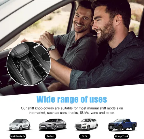 Vista 6 de Funda para pomo de cambios de coche, cubierta para pomo de cambios para protección, funda para palanca de cambios de cuero manual/automático