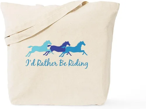Vista 19 de CafePress Id Rather Be Riding! Bolsa de mano de caballo Bolsa de lona natural, bolsa de compras de tela, Caqui