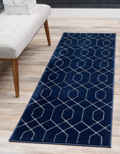 Vista 30 de Marilyn Monroe Glam Collection - Alfombra de área con diseño enrejado (2 x 3 pies, rectangular, azul marino y dorado)