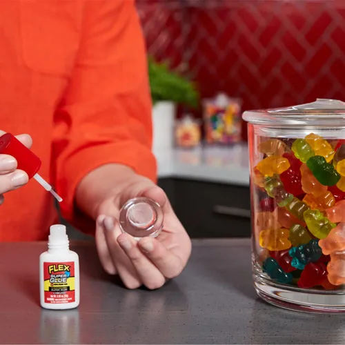 Vista 4 de Flex Super Glue Liquid, botella con cepillo de 0.35 oz, paquete de 2, transparente, unión instantánea, secado rápido, adhesivo de cianoacrilato