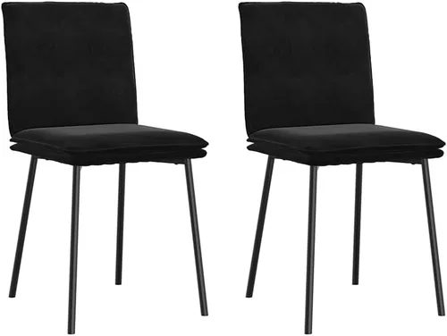 Vista 10 de Modern Black Velvet Dining Chair Set of 4, Compact Rectangular Design for Small Spaces, Sturdy Metal Frame and Plush Seating for Dining Room Kitchen