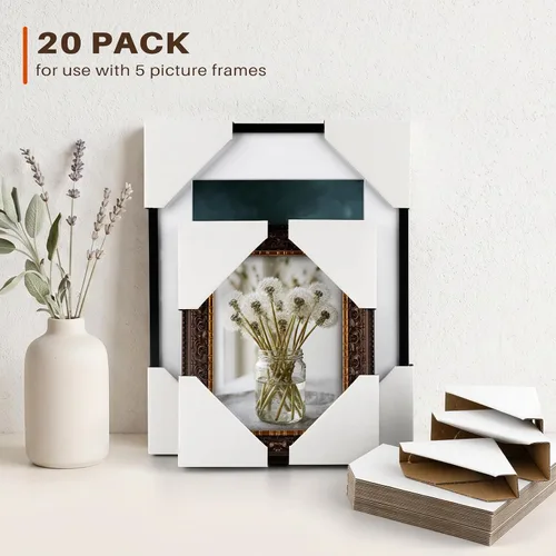 Vista 5 de Golden State Art, Paquete de 20 protectores de esquinas de cartón ajustables, se adaptan a marcos de 1, 1.5 y 2.1 pulgadas, protectores de borde