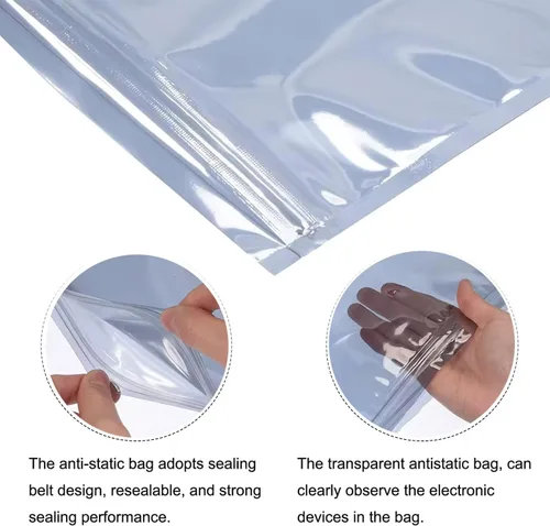 Vista 4 de Bolsas antiestáticas, 100 bolsas ESD resellables de 4 x 6 pulgadas con etiquetas para disco duro GPU, SSD HDD y dispositivos electrónicos