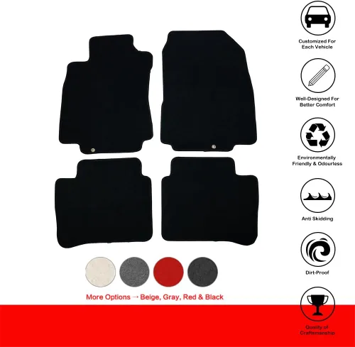 Vista 2 de IKON MOTORSPORTS - Alfombrillas compatibles con Nissan Versa 2007-2012, 4 alfombras delanteras de nailon negro para protección de suelo interior por