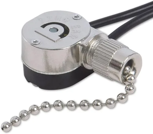 Vista 6 de Interruptor de luz de ventilador de techo ZE-357.6 ft Interruptor de cadena de tracción de metal, interruptor de ventilador de dos cables