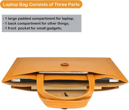 Vista 11 de CREATOR - Funda para laptop de 13.3 a 14 pulgadas, color marrón
