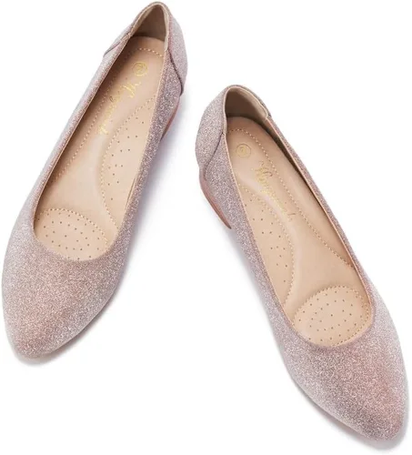Vista 3 de hingswink Womens Rose Gold Champagne Pumps for Women 1.4 Inch Shoes for Women Low Heel Closed Toe Dress Shoes for Women Comfortable Dressy Low Heel