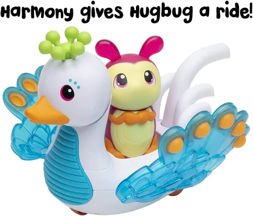 Vista 5 de Playskool Glo Friends - Hugbug & Harmony Pop, Push & Roll! - Vehículo cisne - Insecto brillante - Juguete SEL - A partir de 2 años