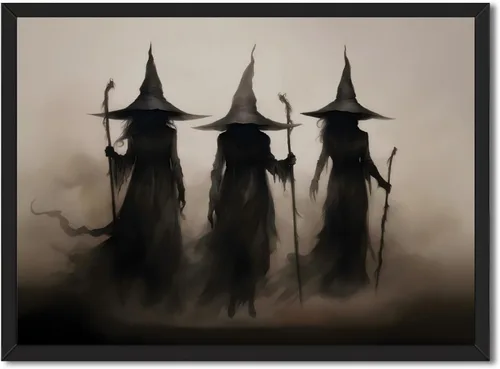 Vista 14 de Arte de pared vintage de Halloween embrujado de granja, parche de calabaza rústica con bonitos fantasmas, póster impreso en lienzo espeluznante