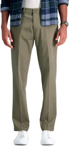 Vista 9 de Haggar - Pantalón para hombre, color caqui, sin necesidad de planchado, ajuste recto, parte delantera plana