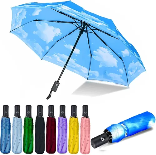 Vista 13 de MRTLLOA Paraguas de Viaje Compacto Resistente al Viento de 42/49 Pulgadas para Lluvia, Ligero, Portátil, Automático, Fuerte, Paraguas Plegable