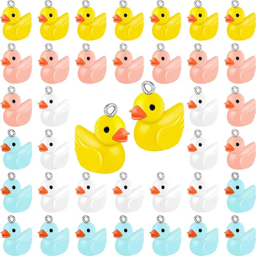 Vista 7 de Jetec 40 dijes de pato de resina, cuentas para mujeres adultas, fabricación de joyas, pulseras, collares, aretes, llavero, manualidades, regalos