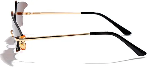 Vista 3 de LASPOR Lentes de sol retro sin montura para mujeres y hombres, pequeños lentes de murciélago vintage, novedosos lentes de metal sin marco