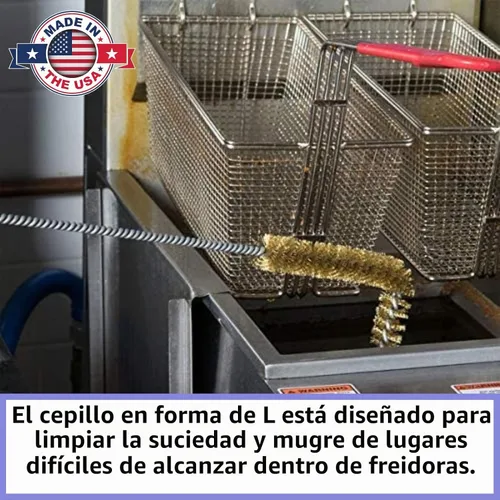 Vista 5 de FryOilSaver Co - Juego de limpieza extra grande de 3 piezas para freidoras, cepillo de cerdas y varilla de 31 pulgadas, cuchara de migas de acero
