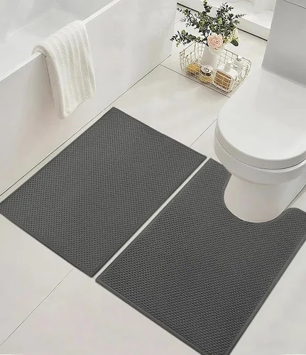 Vista 20 de YIHOUSE Juego de 2 tapetes de baño ultrafinos de secado rápido, tapete de baño absorbente para baño, antideslizante, lavable a máquina (beige)