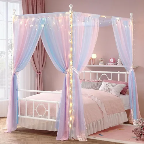 Vista 12 de Homkdom Twin Canopy Bed Frame with Storage Headboard,Noise-Free,Black