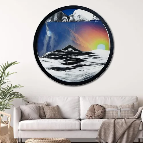 Vista 10 de Decoración artística de arena móvil de 17.3 pulgadas, pintura 3D giratoria de 360 grados, arte de pared de vidrio, decoración de sala de estar