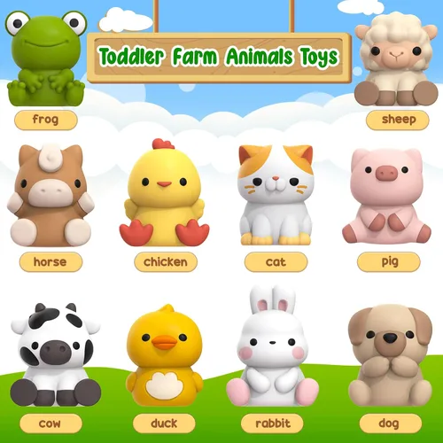 Vista 2 de Juguete de aprendizaje para niños pequeños de 1, 2 y 3 años, 10 juguetes de animales de granja y 10 graneros, juguetes sensoriales educativos