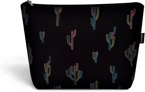 Vista 19 de Eco Right Bolsa de cosméticos de lona: bolsa de maquillaje de viaje para mujeres y niñas, organizador de monedero con cremallera, elegante estética