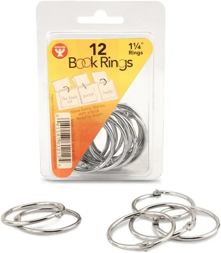 Vista 13 de Hygloss Products 61311 - Anillos de libro – Anillos de acero de colores surtidos de 1 pulgada, paquete de 12 Variado
